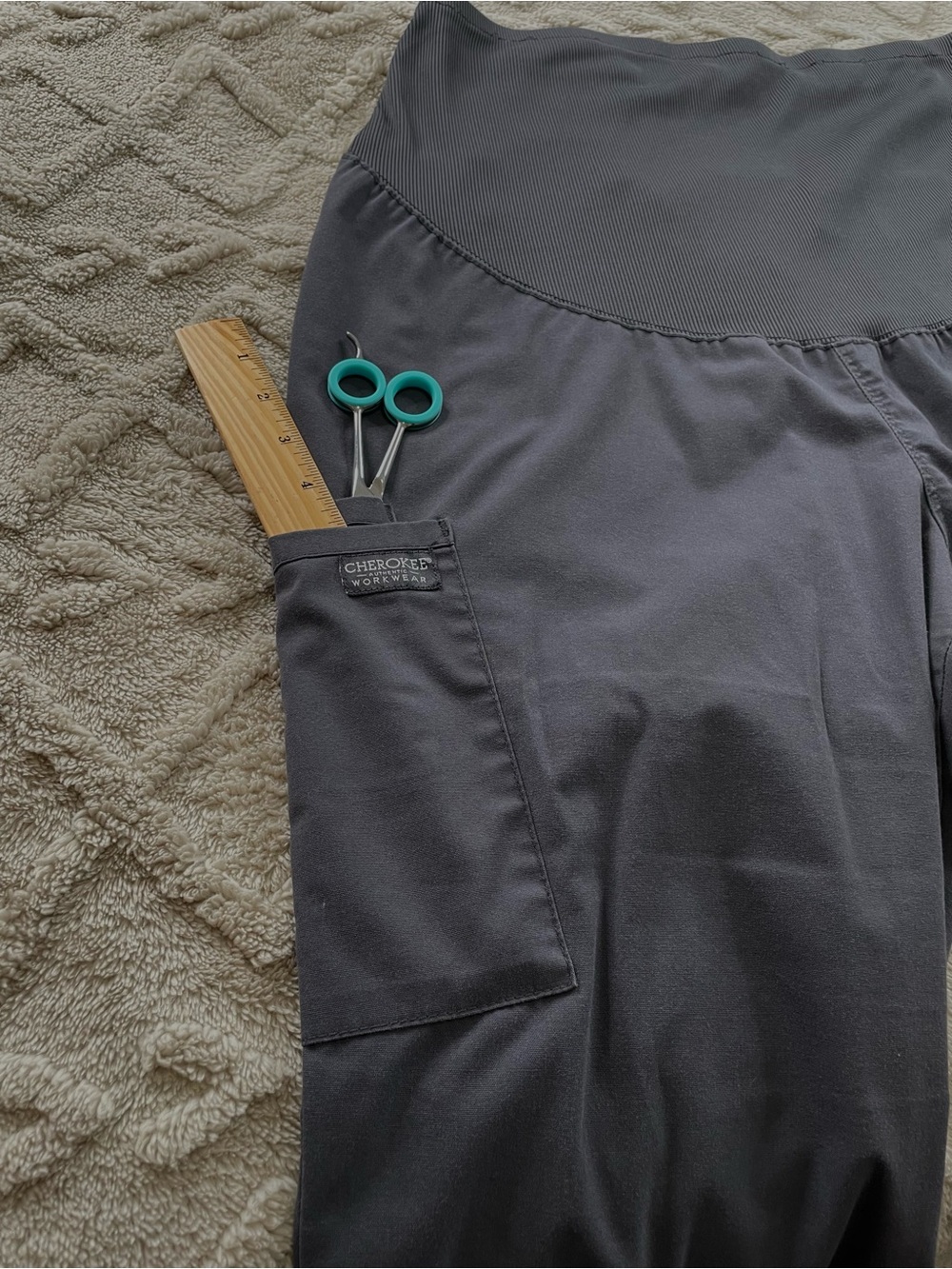 Cherokee Maternity/Comfort Stretch Panel Gray Scrub Pants ~ Sz Medium Medical - Picture 3 of 10